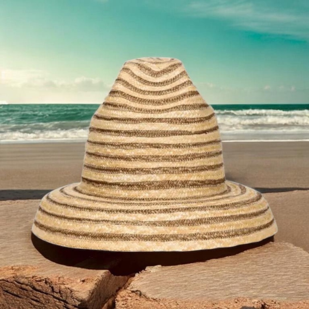 Cult Gaia Magda straw Striped Bucket Hat